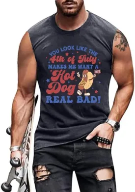 4th of July American Flag Patriotic Tank Top Shirts Mens Air Force Flyover Muscle Sleeveless Graphic Gym Workout Shirt
