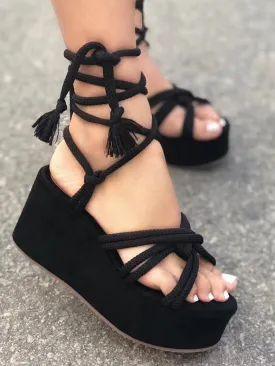 Amozae-Lace Up Platform Sandals
