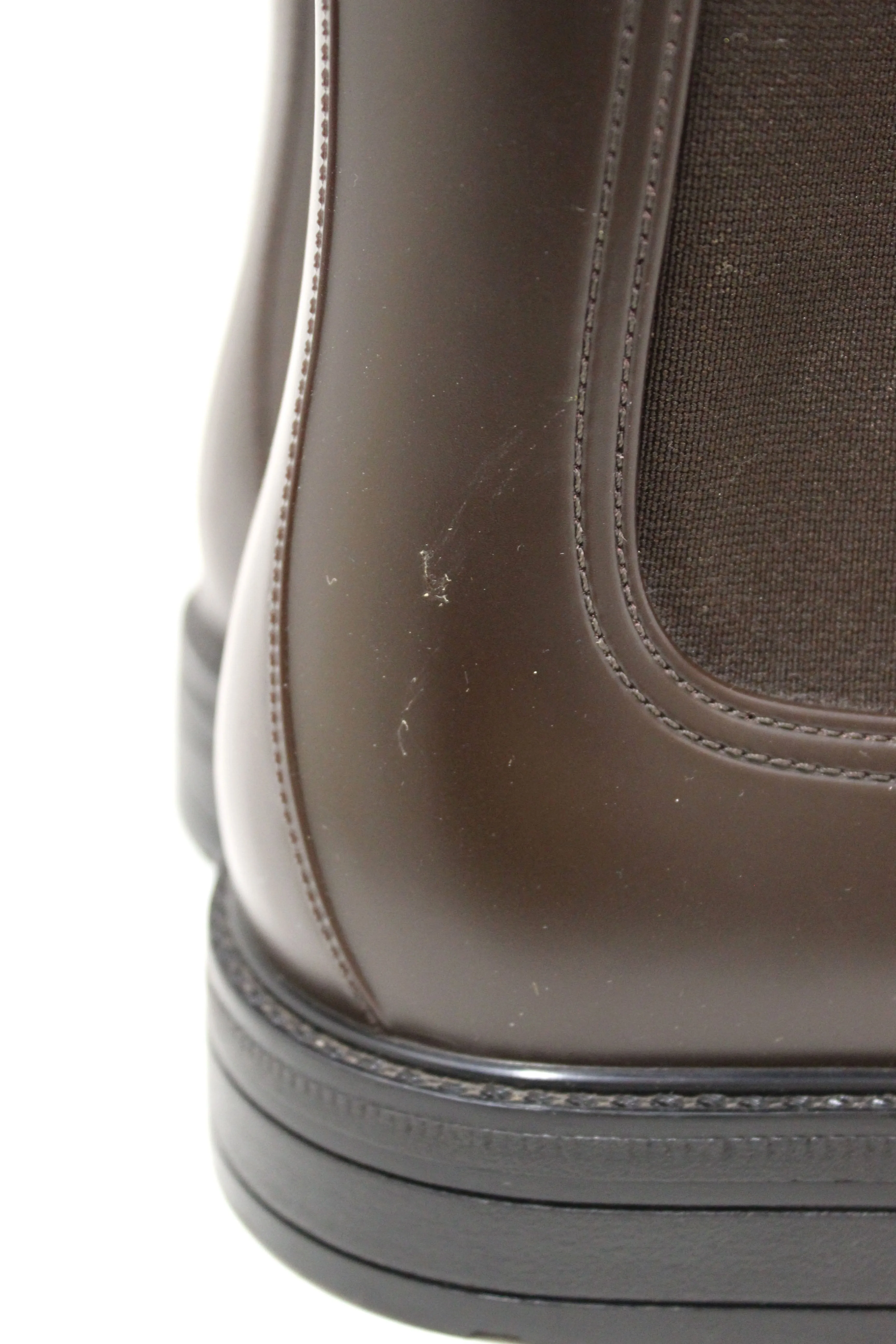 Authentic Salvatore Ferragamo Men's Chestnut Rubber Wingtip Brown Boots Size 7