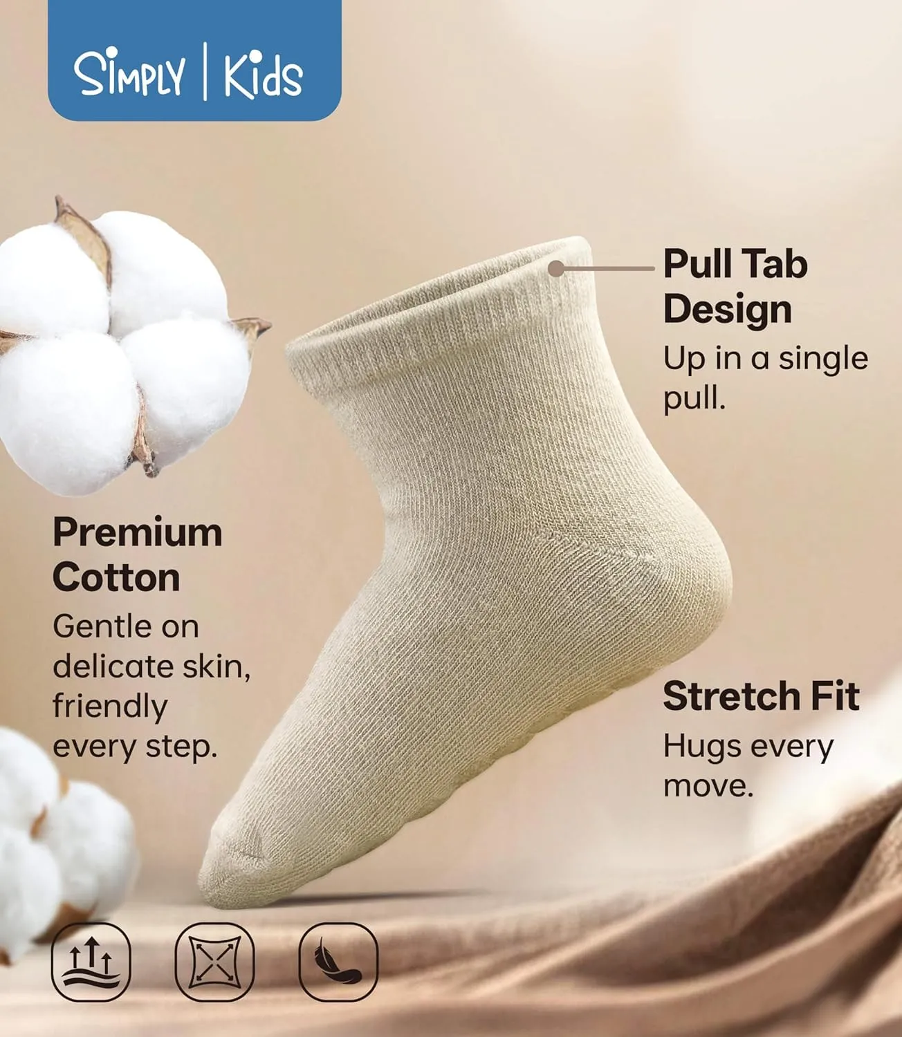 Baby Mid-Crew Socks with Grips (9 Pairs) for 0-7 Years Old Toddler Boy Girl Kids