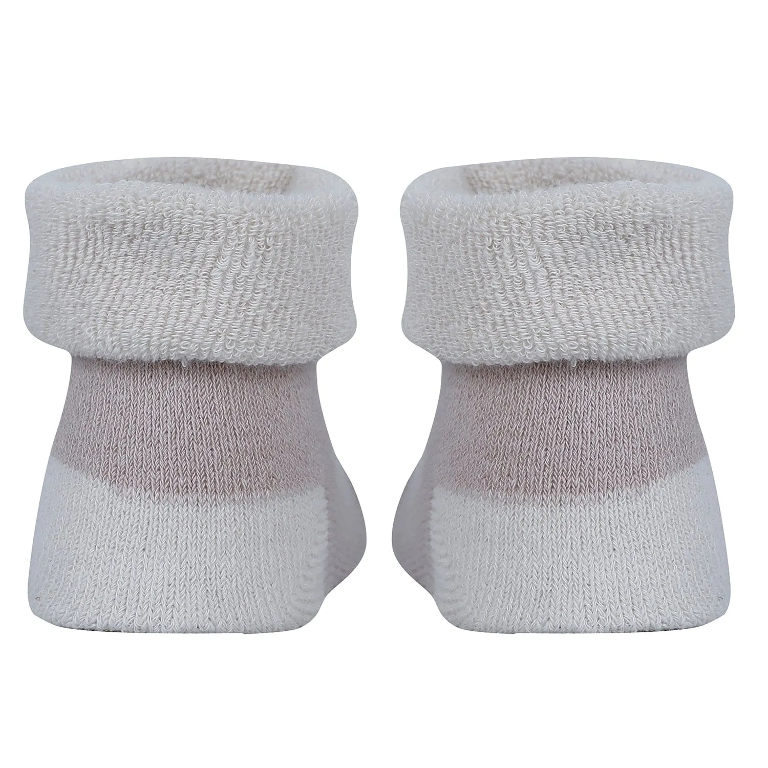 Baby Moo Cow 3D Rattle Anti-Skid Socks Booties Pack of 6 - Grey