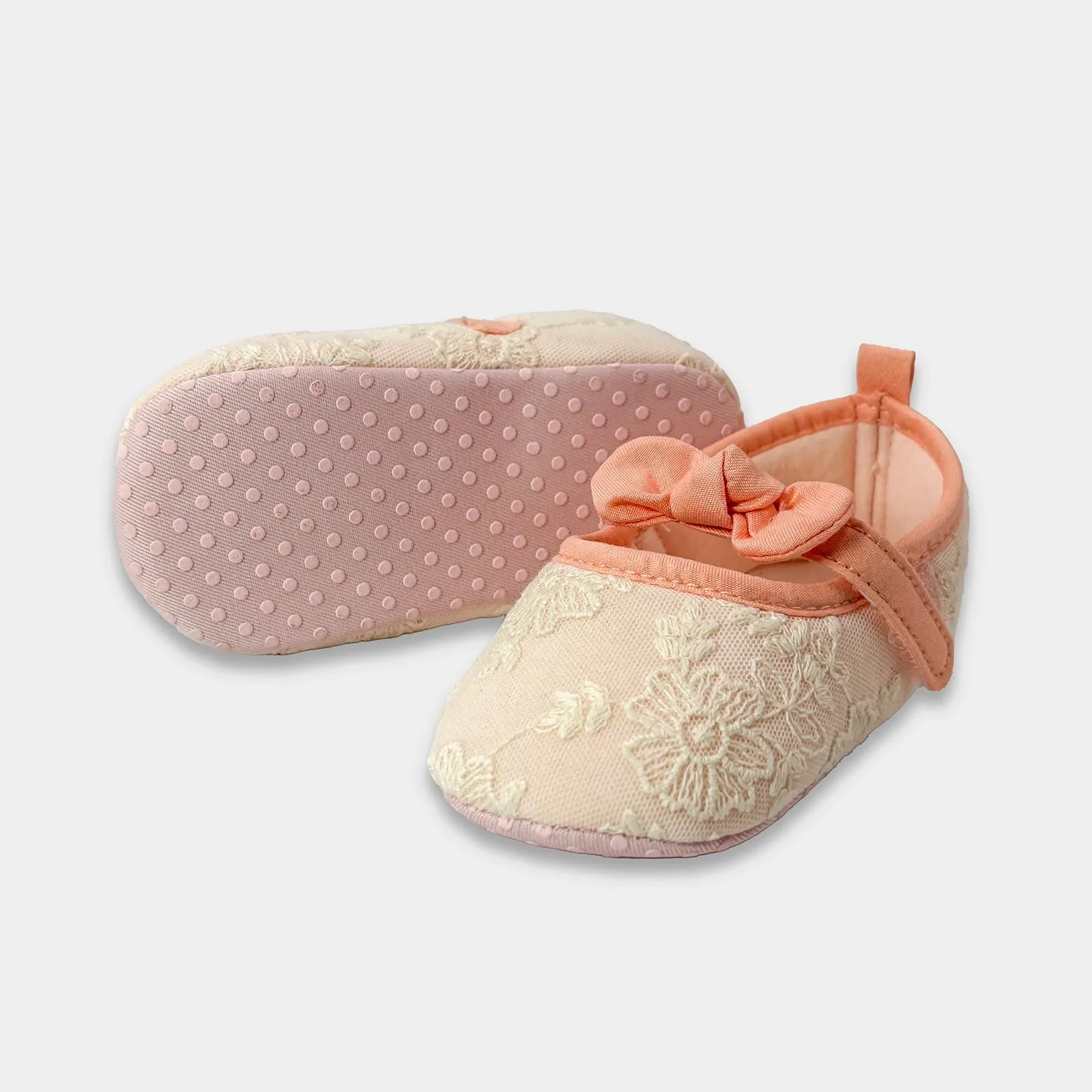 Bloom Floral Embroidered & Bow Design Booties