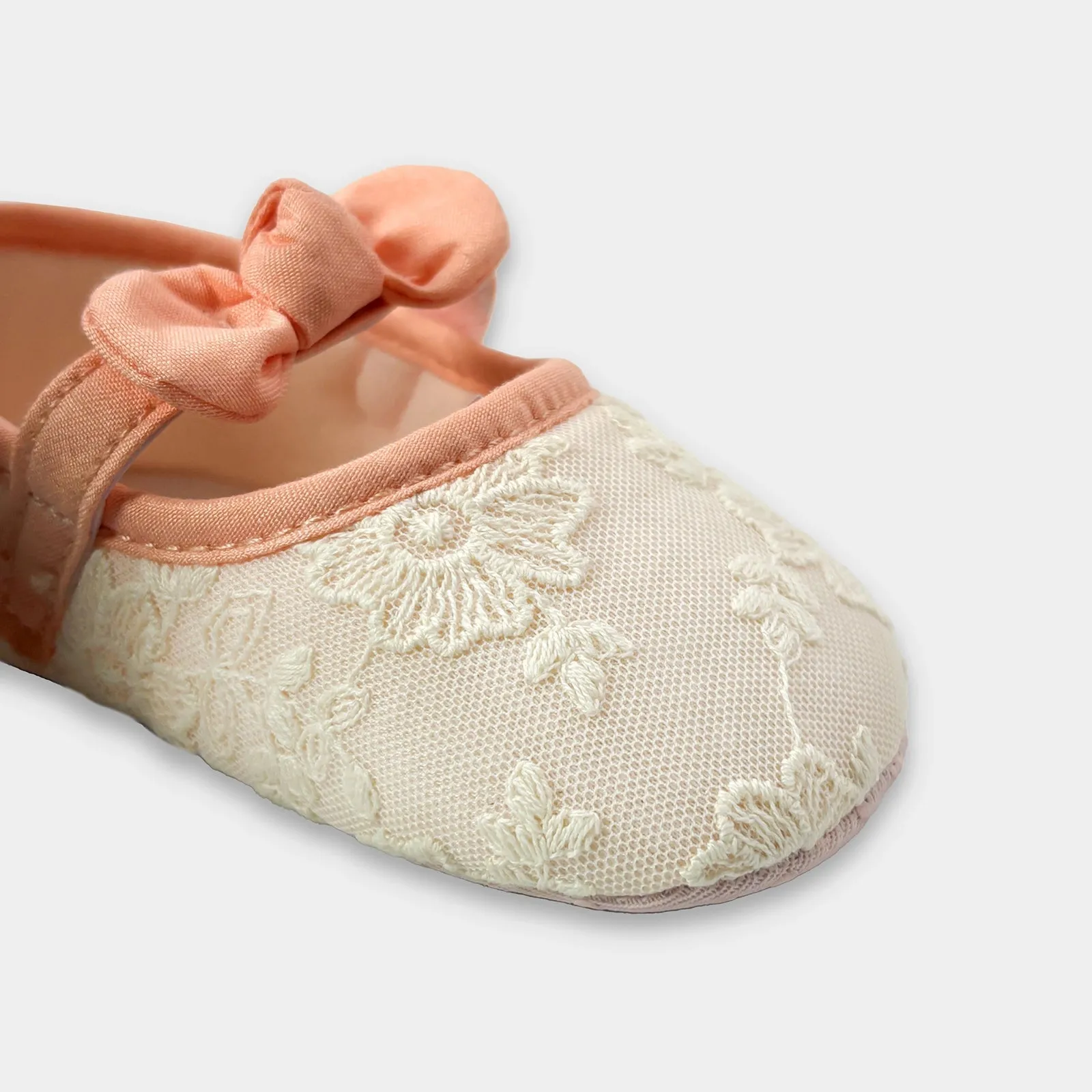 Bloom Floral Embroidered & Bow Design Booties