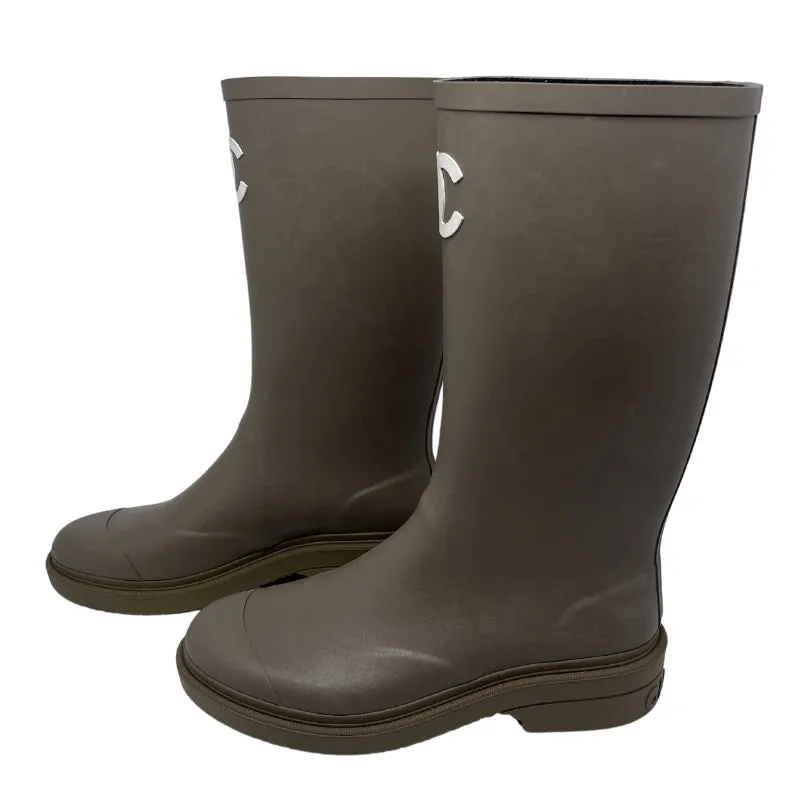 Chanel Interlocking CC Leather Rain Boots
