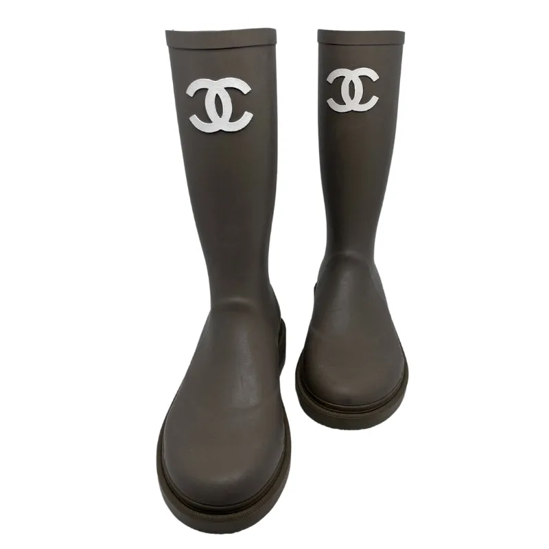 Chanel Interlocking CC Leather Rain Boots