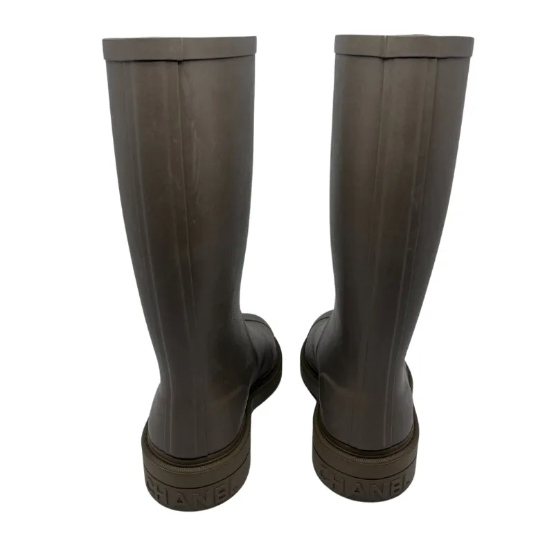 Chanel Interlocking CC Leather Rain Boots