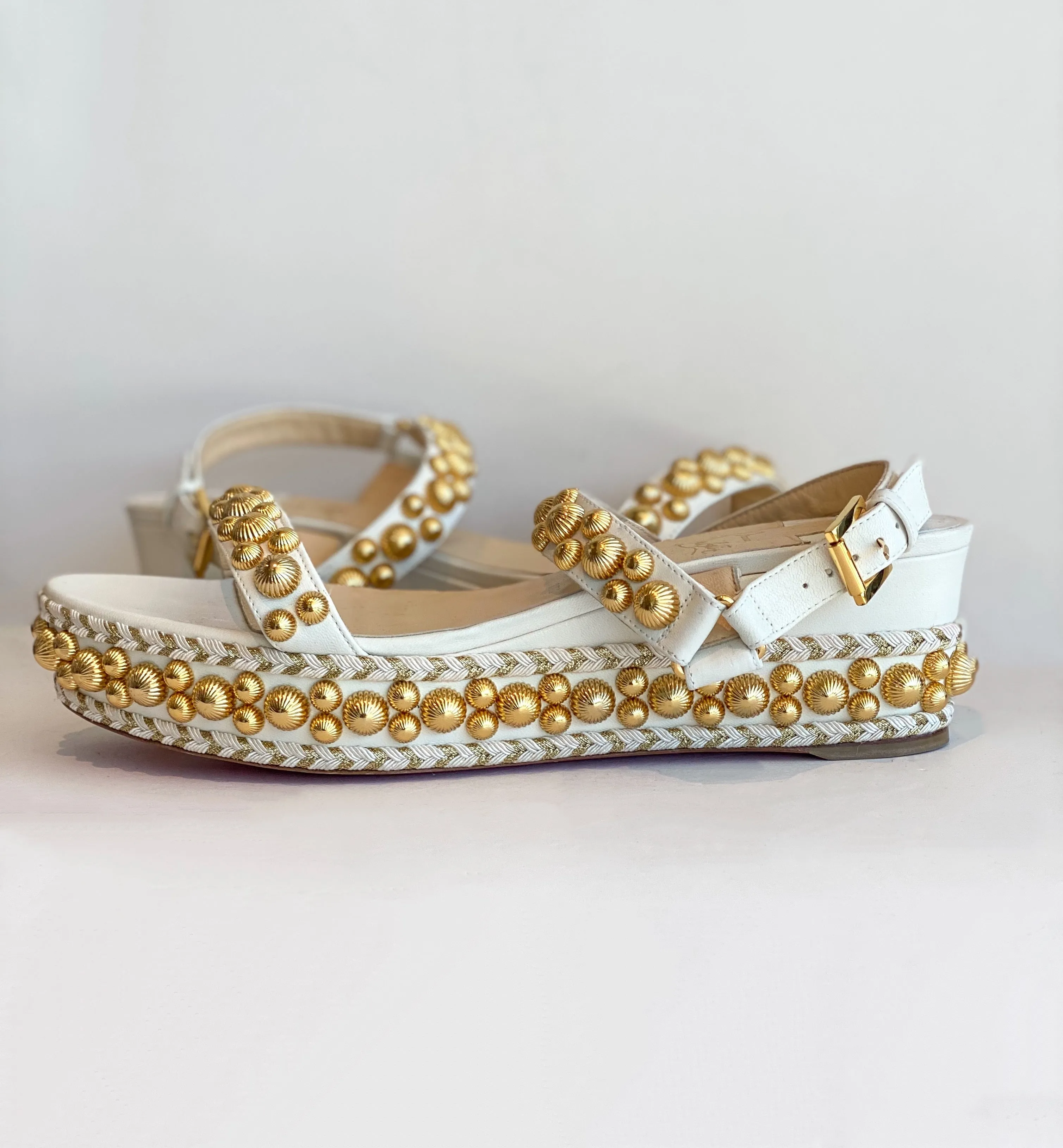 Christian Louboutin Studded Wedge Sandals