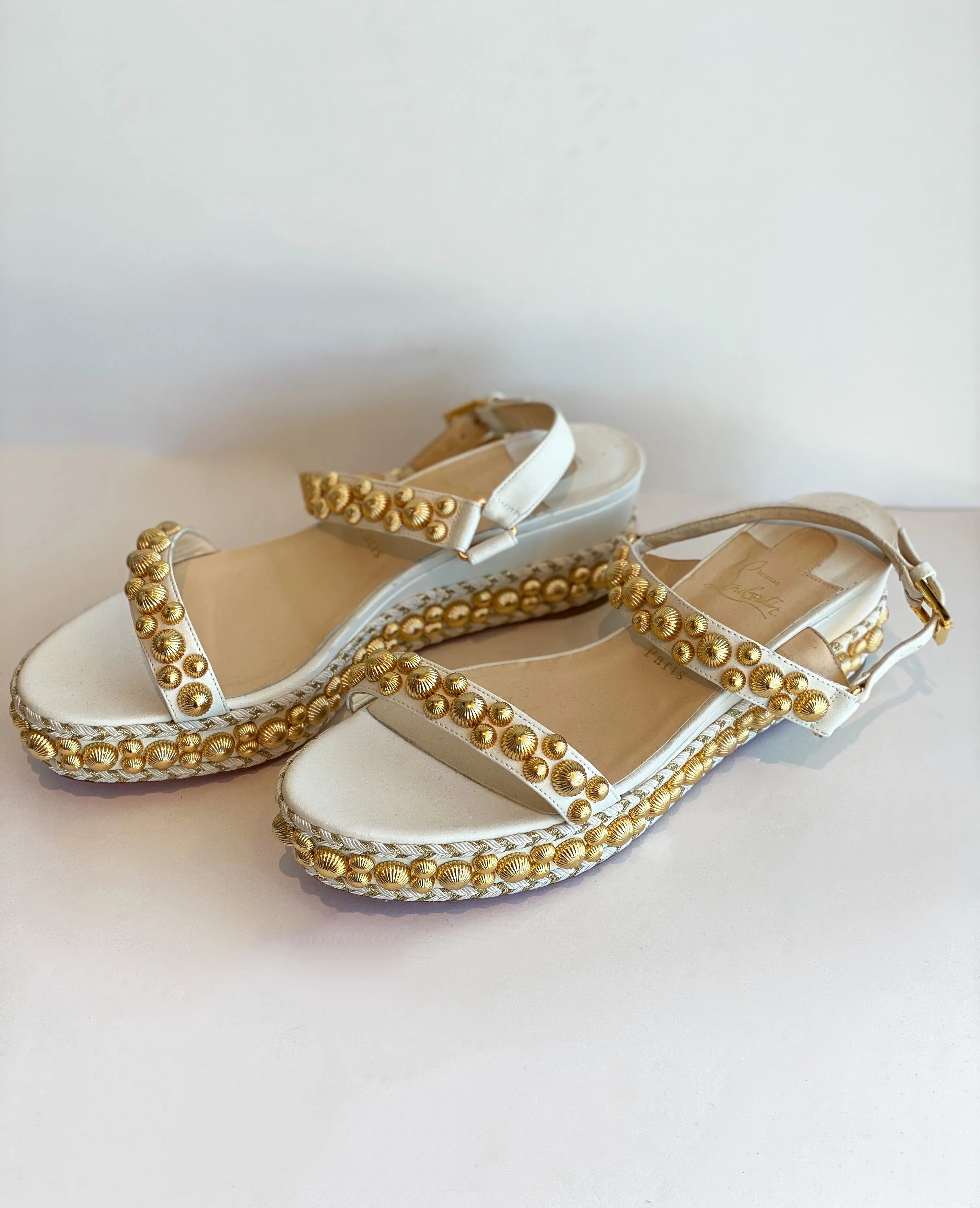 Christian Louboutin Studded Wedge Sandals