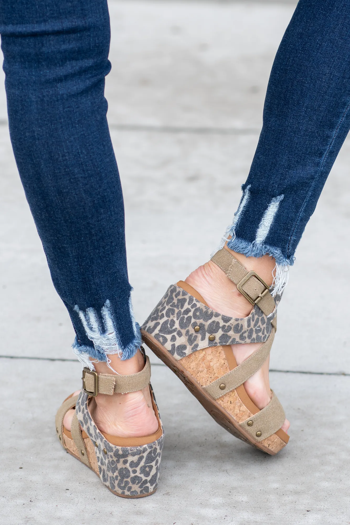 Claire Wedge Sandals Tan