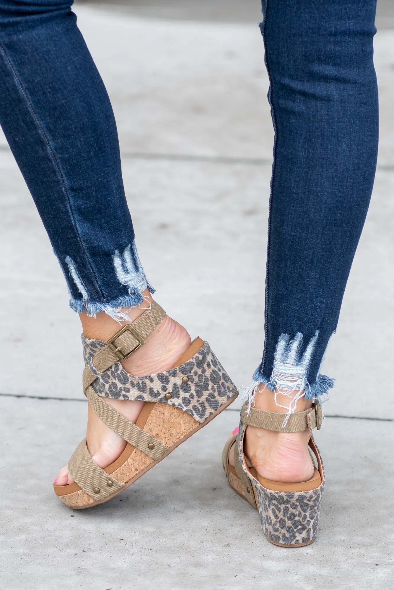 Claire Wedge Sandals Tan