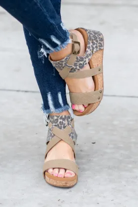 Claire Wedge Sandals Tan