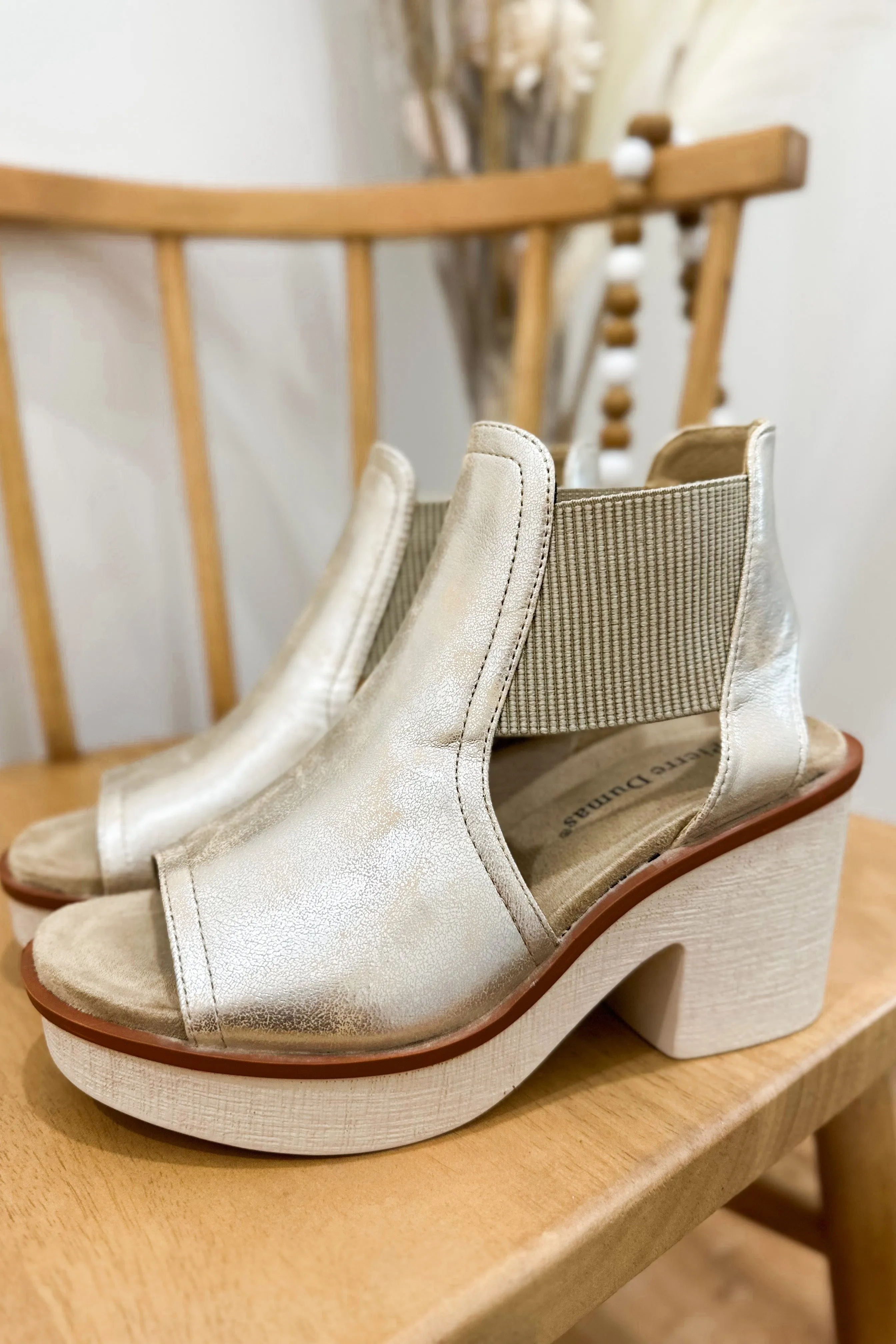 Clue Gold Wedge Platform Sandal Elastic Closure *FINAL SALE*