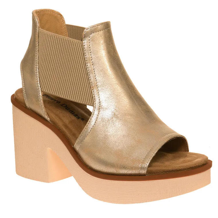 Clue Gold Wedge Platform Sandal Elastic Closure *FINAL SALE*