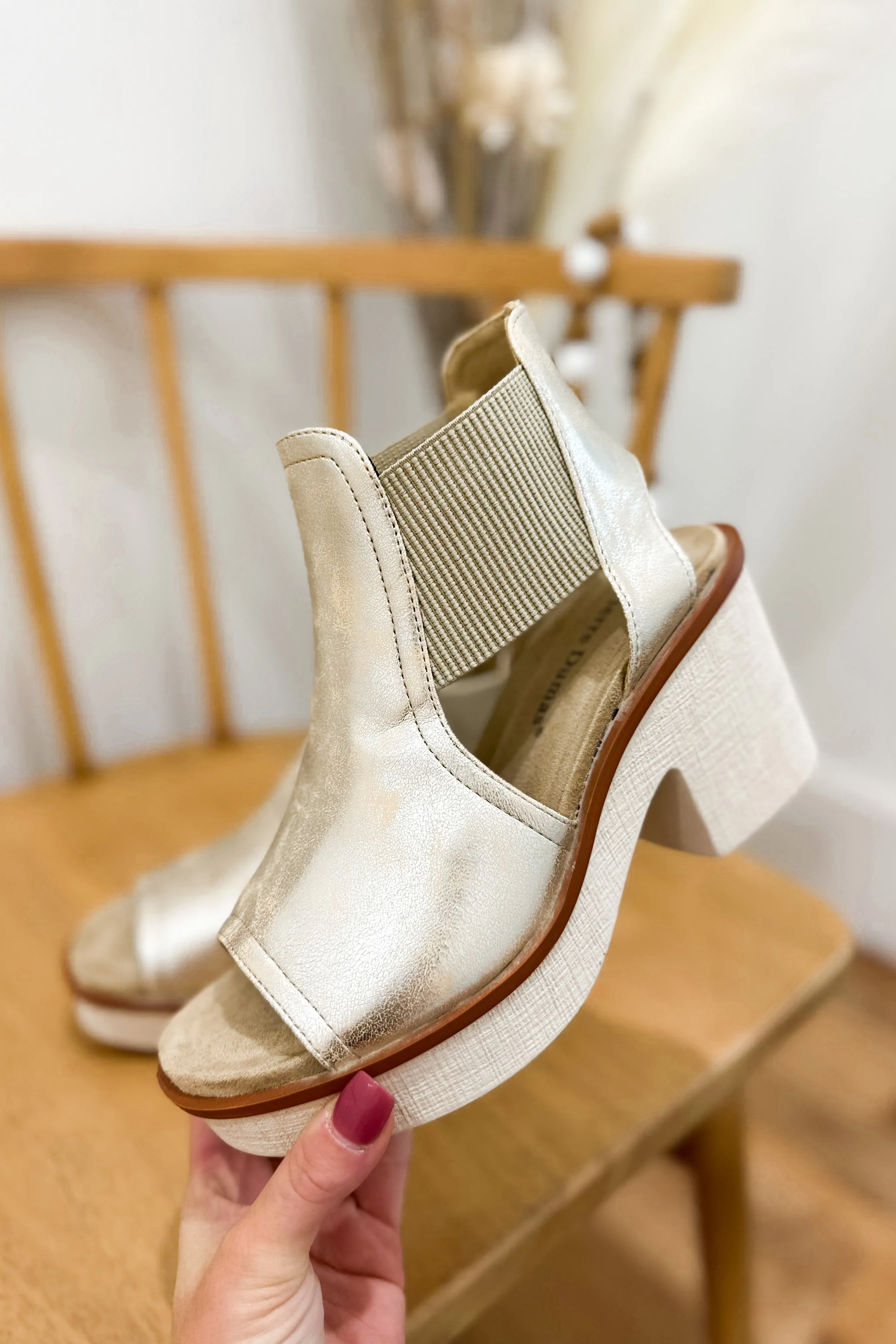 Clue Gold Wedge Platform Sandal Elastic Closure *FINAL SALE*
