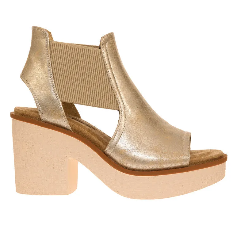 Clue Gold Wedge Platform Sandal Elastic Closure *FINAL SALE*
