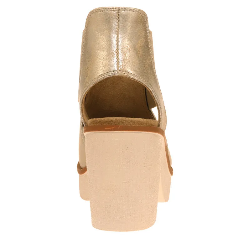 Clue Gold Wedge Platform Sandal Elastic Closure *FINAL SALE*