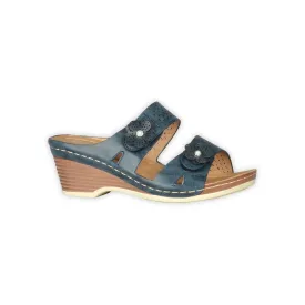 Comfy Wedge Sandals - Navy Blue