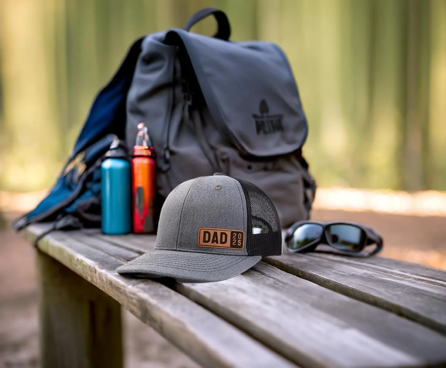 Dad Est 2023 2024 2025 Hat for Men Customization Leather Patch Trucker Hat