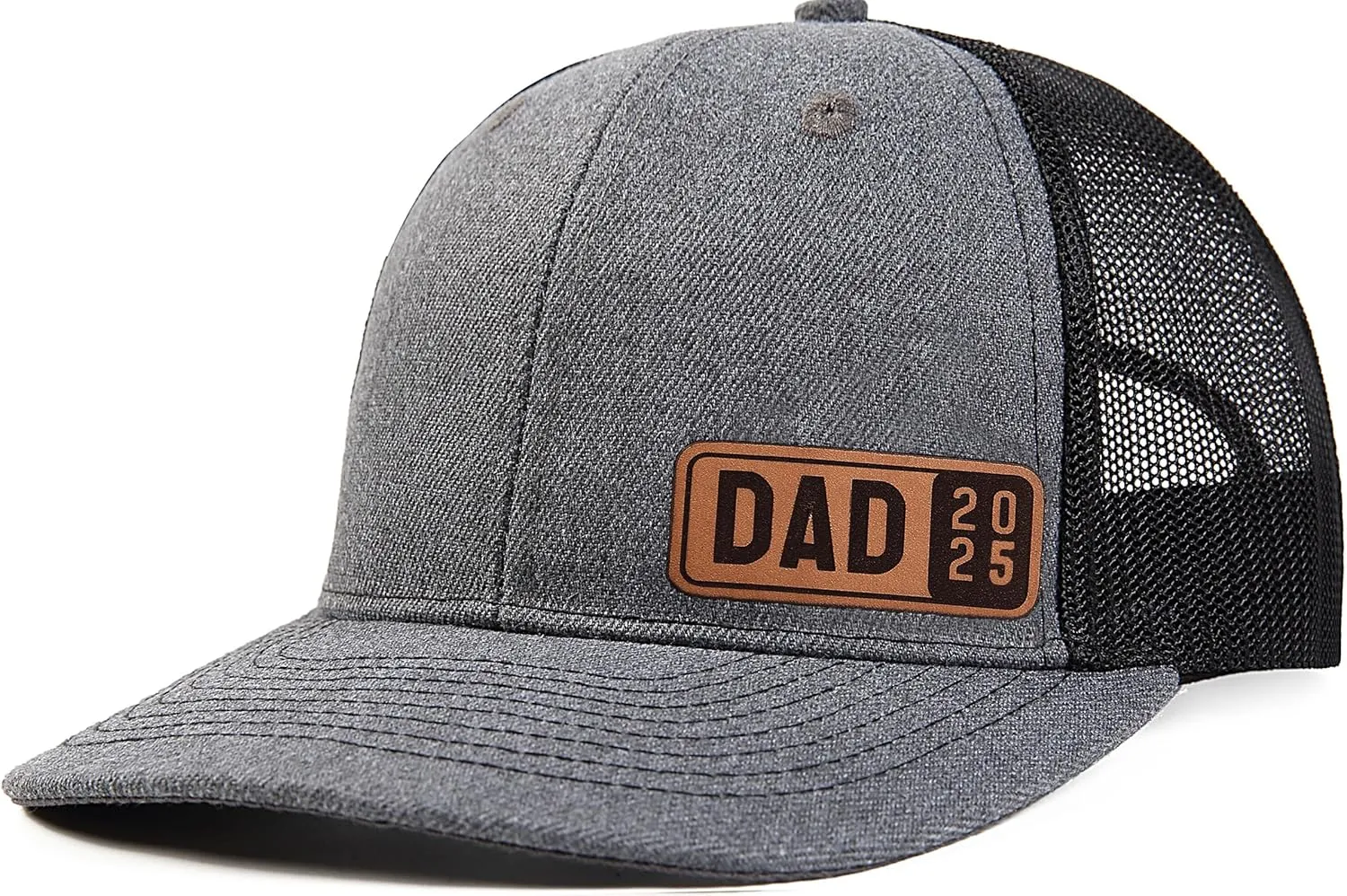 Dad Est 2023 2024 2025 Hat for Men Customization Leather Patch Trucker Hat