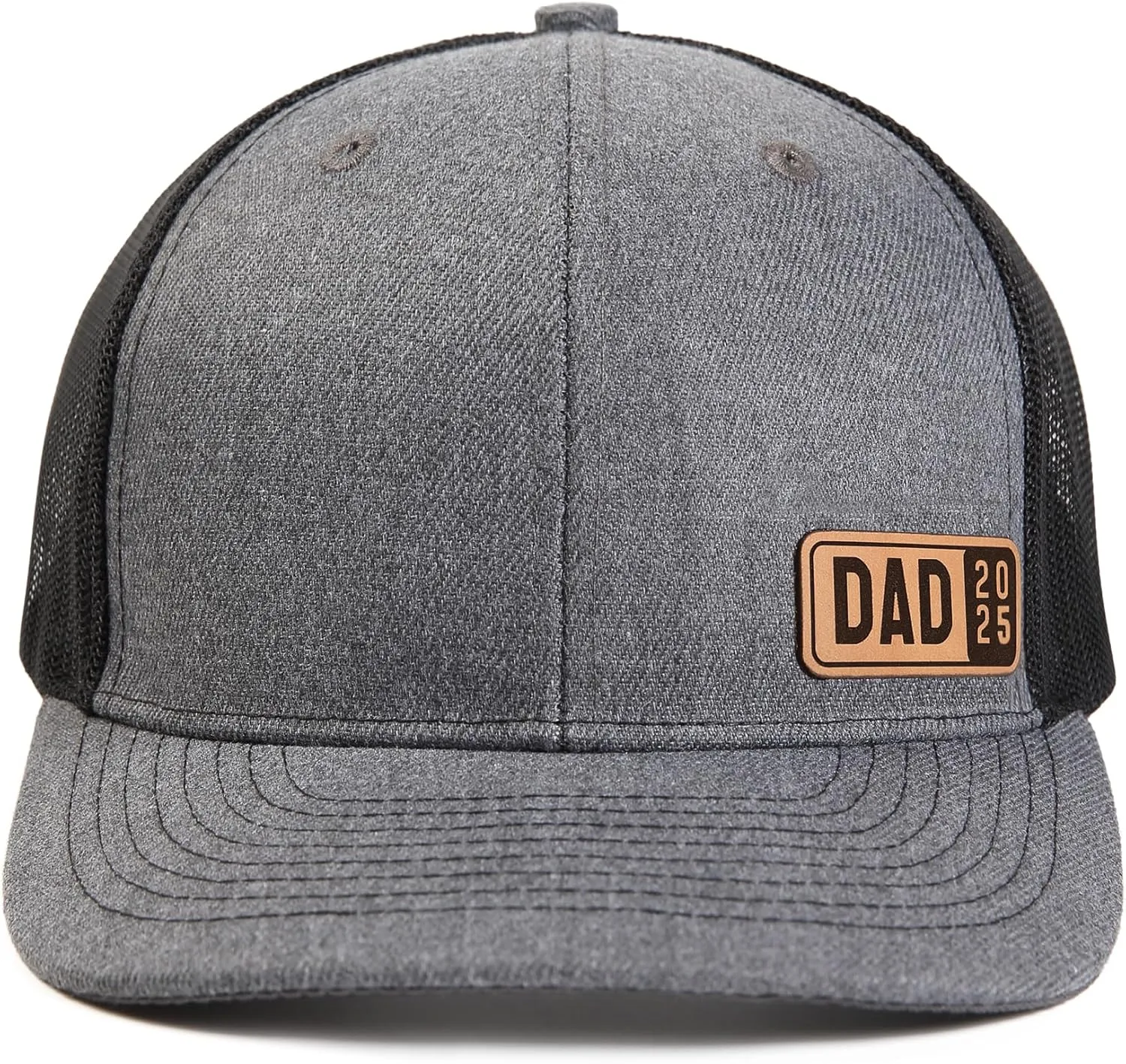Dad Est 2023 2024 2025 Hat for Men Customization Leather Patch Trucker Hat