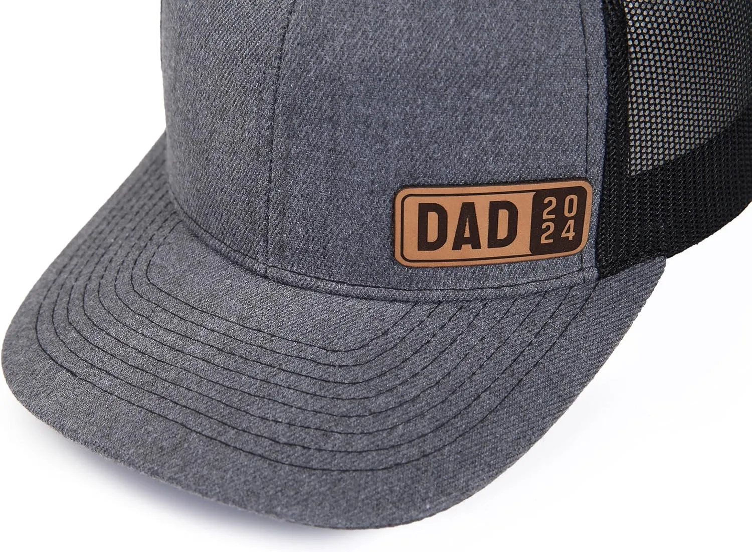 Dad Est 2023 2024 2025 Hat for Men Customization Leather Patch Trucker Hat