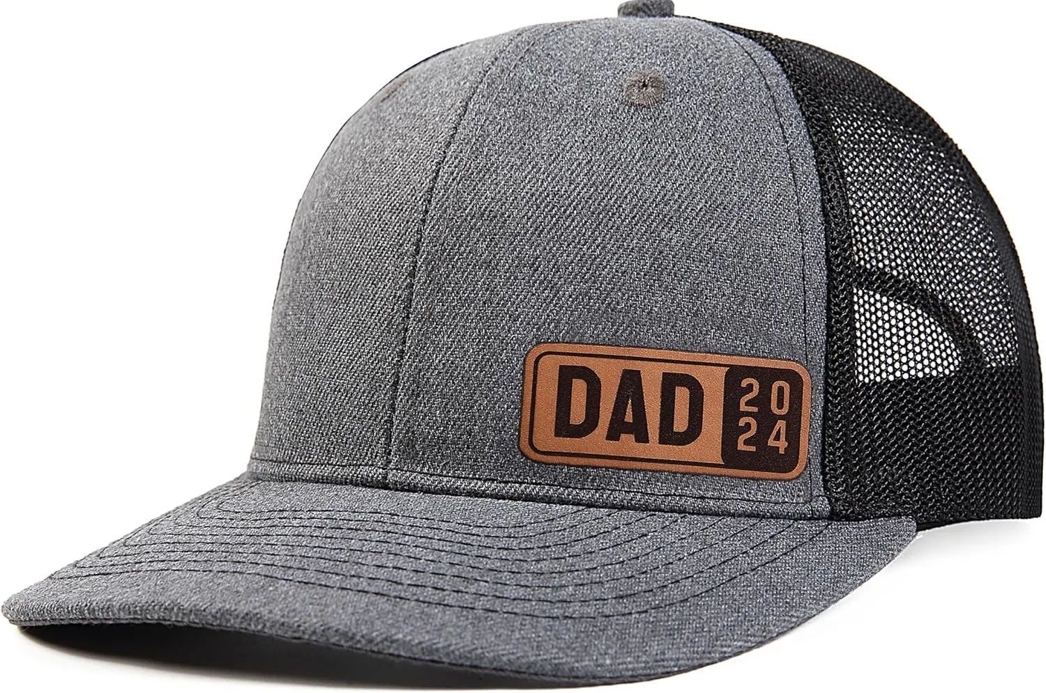 Dad Est 2023 2024 2025 Hat for Men Customization Leather Patch Trucker Hat