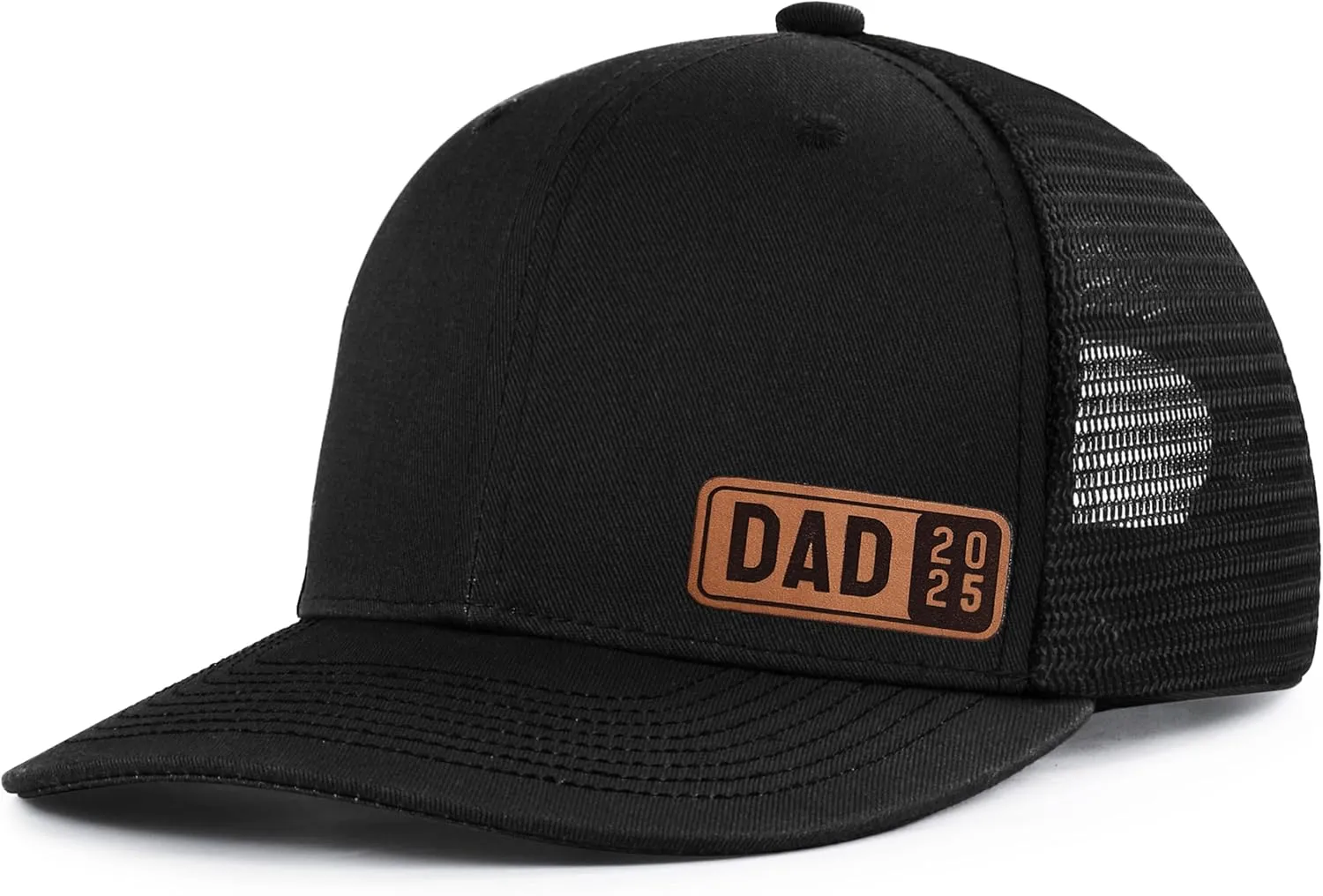 Dad Est 2023 2024 2025 Hat for Men Customization Leather Patch Trucker Hat