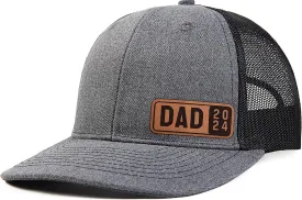 Dad Est 2023 2024 2025 Hat for Men Customization Leather Patch Trucker Hat