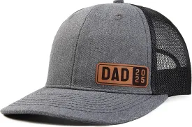 Dad Est 2023 2024 2025 Hat for Men Customization Leather Patch Trucker Hat