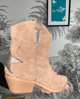 Dolly Metallic Star Cowboy Ankle Boots