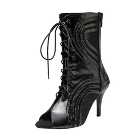 DS Women's Leatherette Customized Heel Jazz Shoes Dance Boots Ballroom Dance Shoes