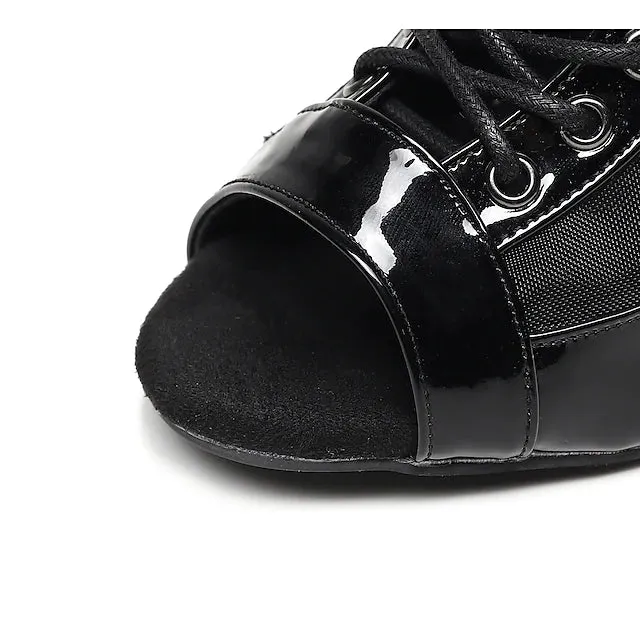 DS Women's Patent Leather Customized Heel Ballroom Dance Shoes Dance Boots