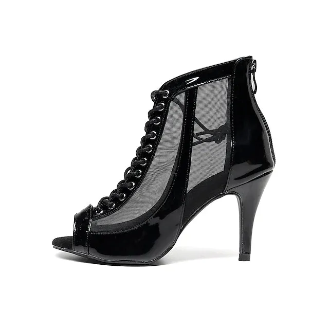 DS Women's Patent Leather Customized Heel Ballroom Dance Shoes Dance Boots