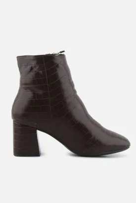 European Brand Zipper Block Ankle Boots | 100% Synthetic Leather