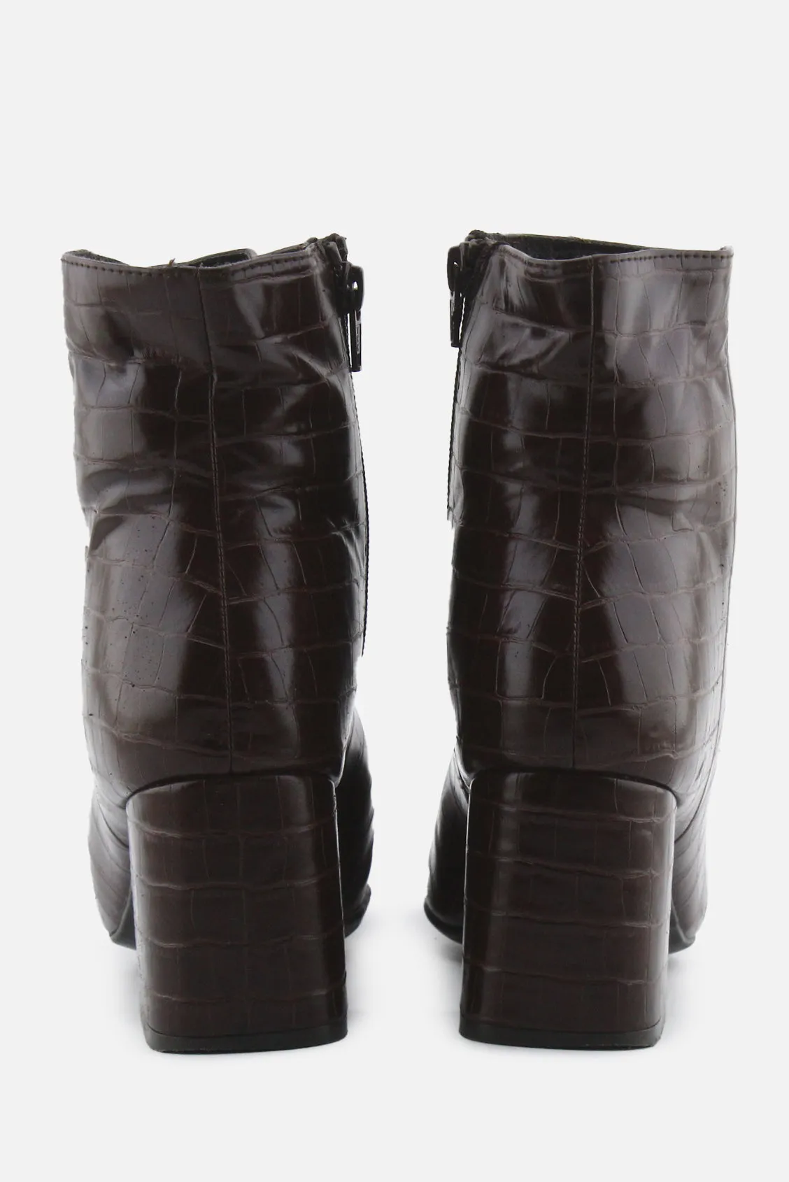 European Brand Zipper Block Ankle Boots | 100% Synthetic Leather