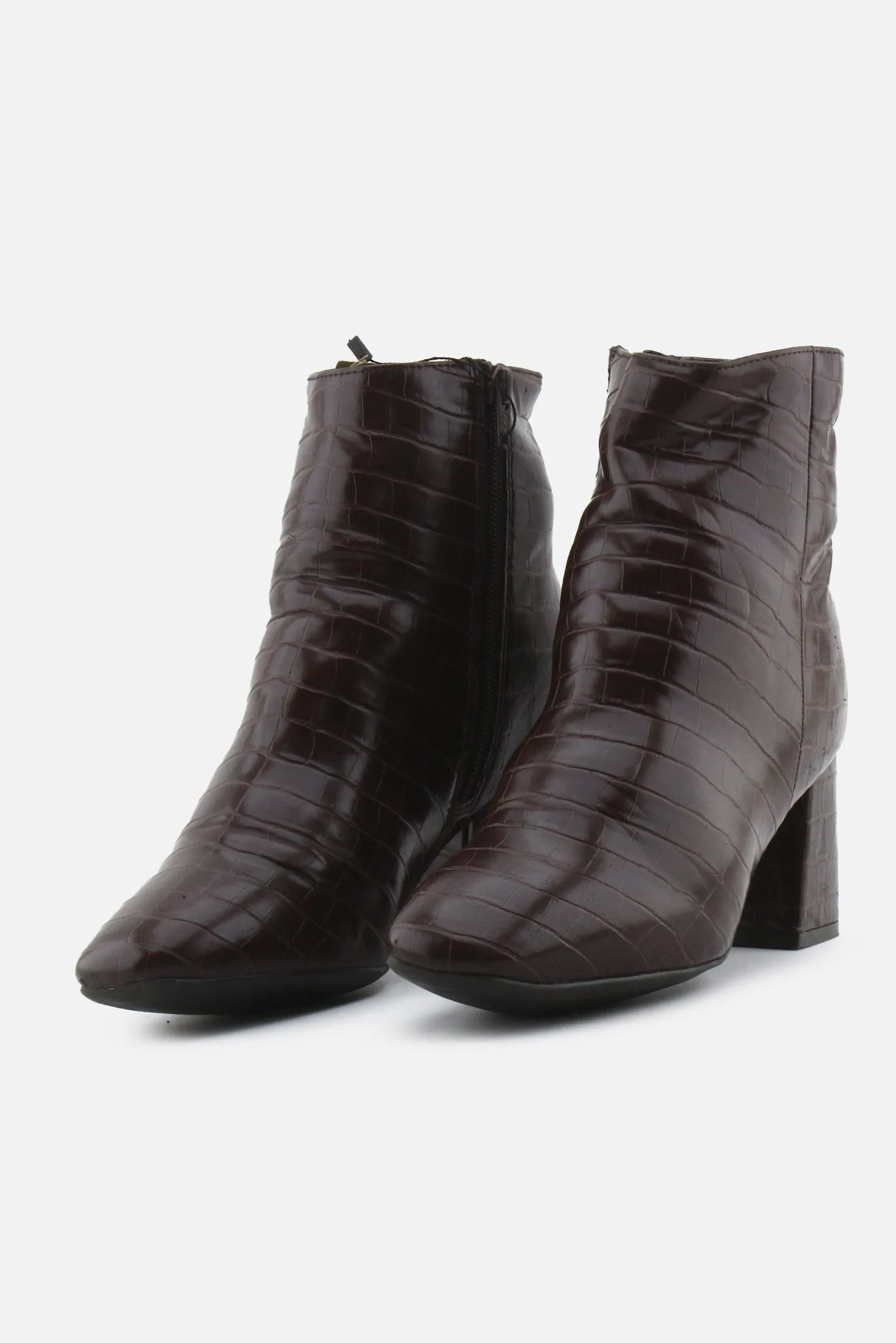 European Brand Zipper Block Ankle Boots | 100% Synthetic Leather