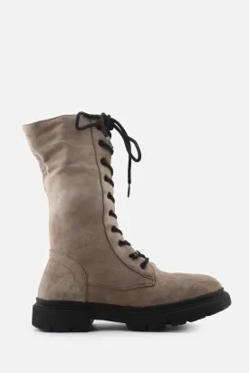 European Brand Zipper Laces Combat Ankle Boots | Suede
