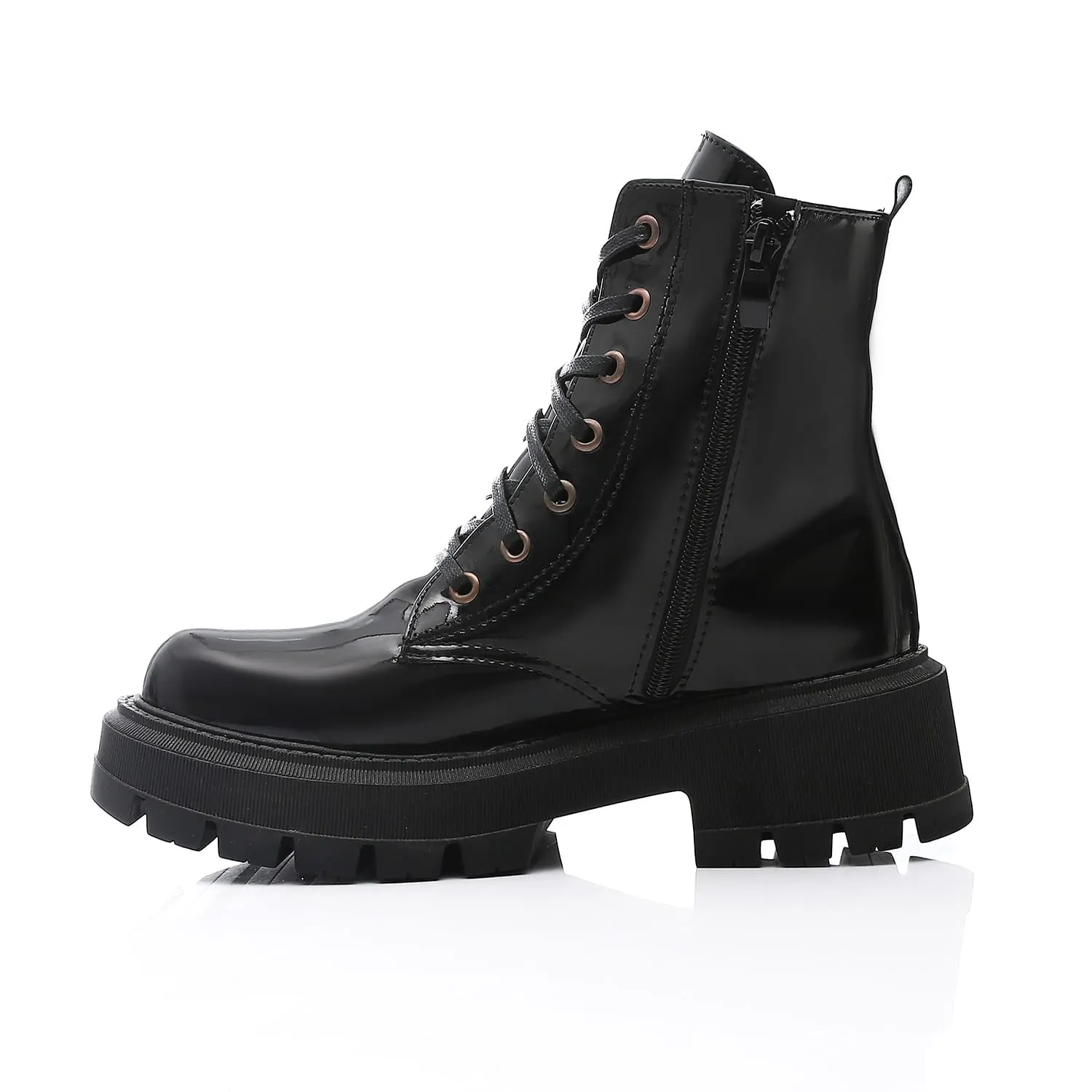 Gadget chunky Chelsea rain boots in shinny black