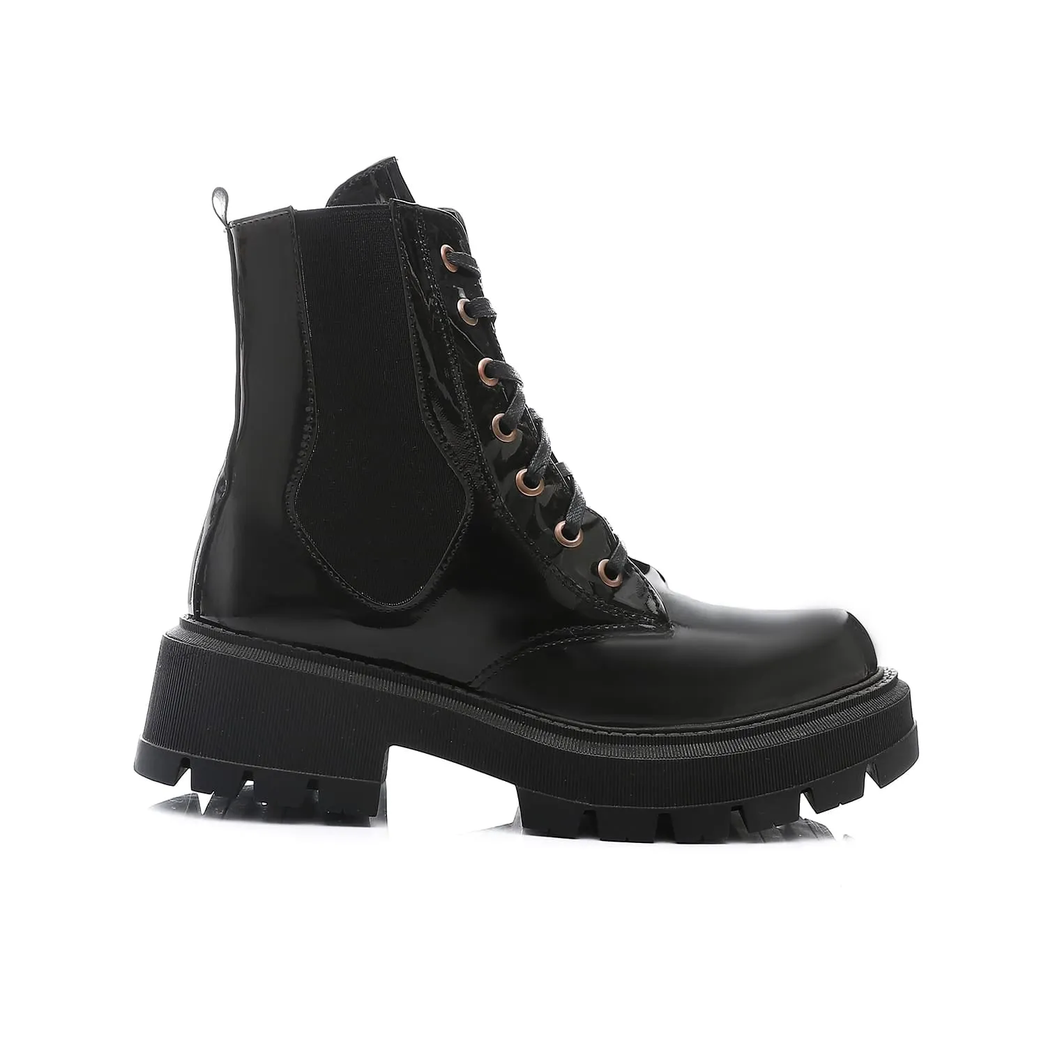 Gadget chunky Chelsea rain boots in shinny black