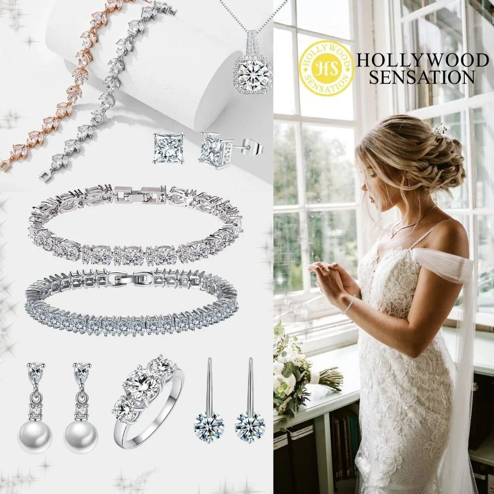 Heart Cubic Zirconia Tennis Bracelet for Women with Round Cut White Diamond Cubic Zirconia