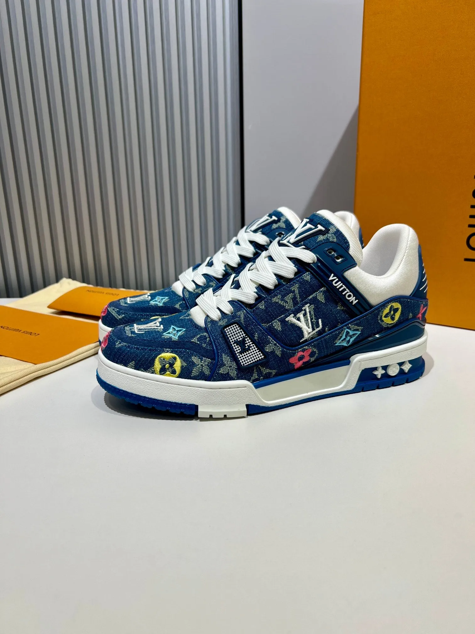 LUV Embroidered Denim Blue Trainer  Sneakers-076