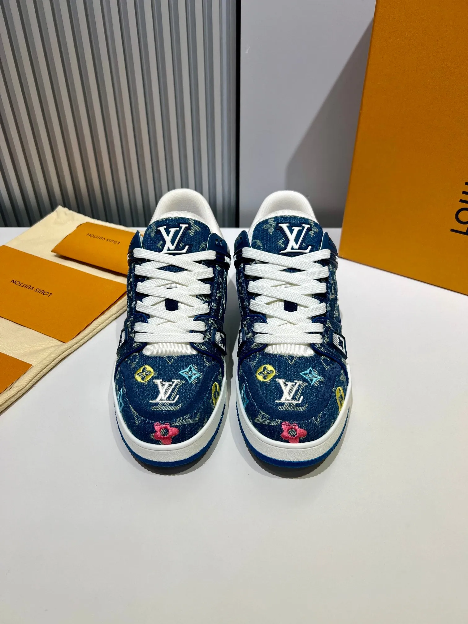 LUV Embroidered Denim Blue Trainer  Sneakers-076