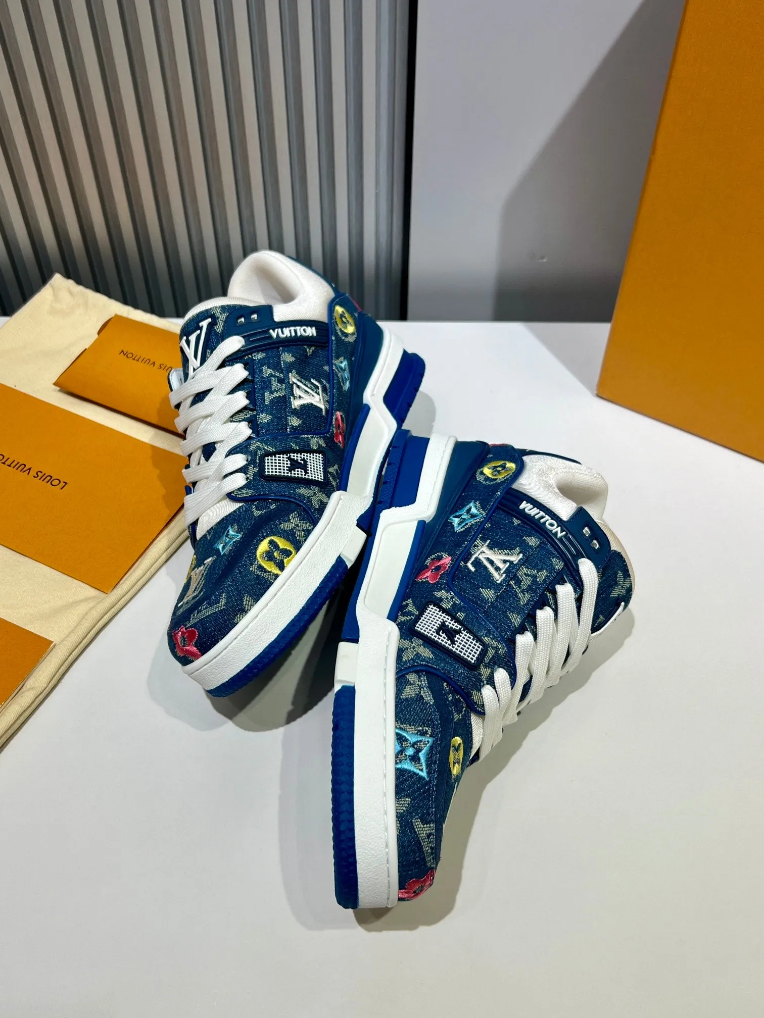 LUV Embroidered Denim Blue Trainer  Sneakers-076