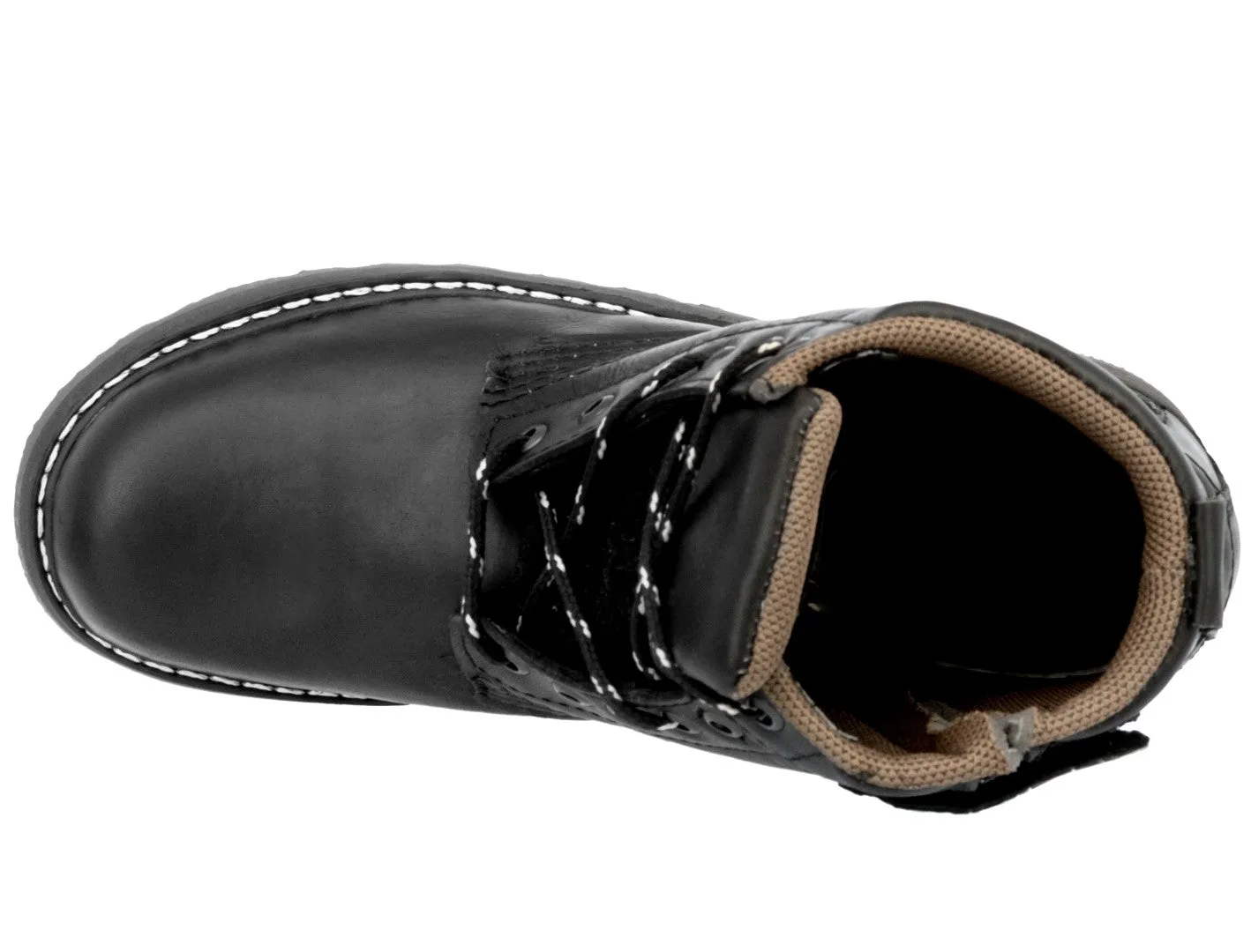 Mens Black Work Boots Genuine Leather Lace Up Safety Oil Resistant Shoes