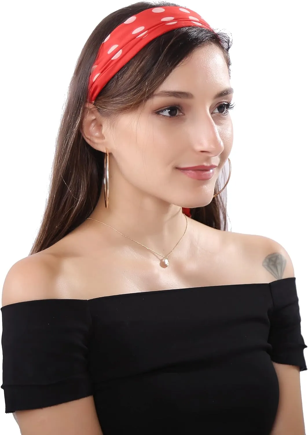 MissShorthair 50s Chiffon Scarf Sheer Square Neck Head Scarf for Women