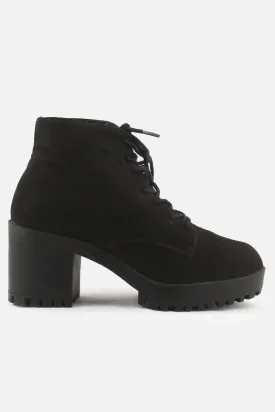 New Look Laces Block Heels Ankle Boots | Suede
