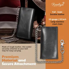 RAW HYD Full-Grain Leather Long Wallet for Men - Classic Bifold Western Wallet for Men - Minimalist Cowboy Wallets for Men - Rodeo wallets for men - Checkbook Cover & Gift for Him