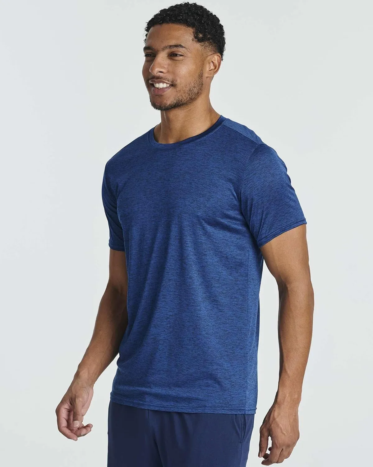 Real Essentials 5 Pack: Men??s Short Sleeve Dry Fit Active Crew Neck T Shirt - Athletic Running Gym Workout Tee Tops