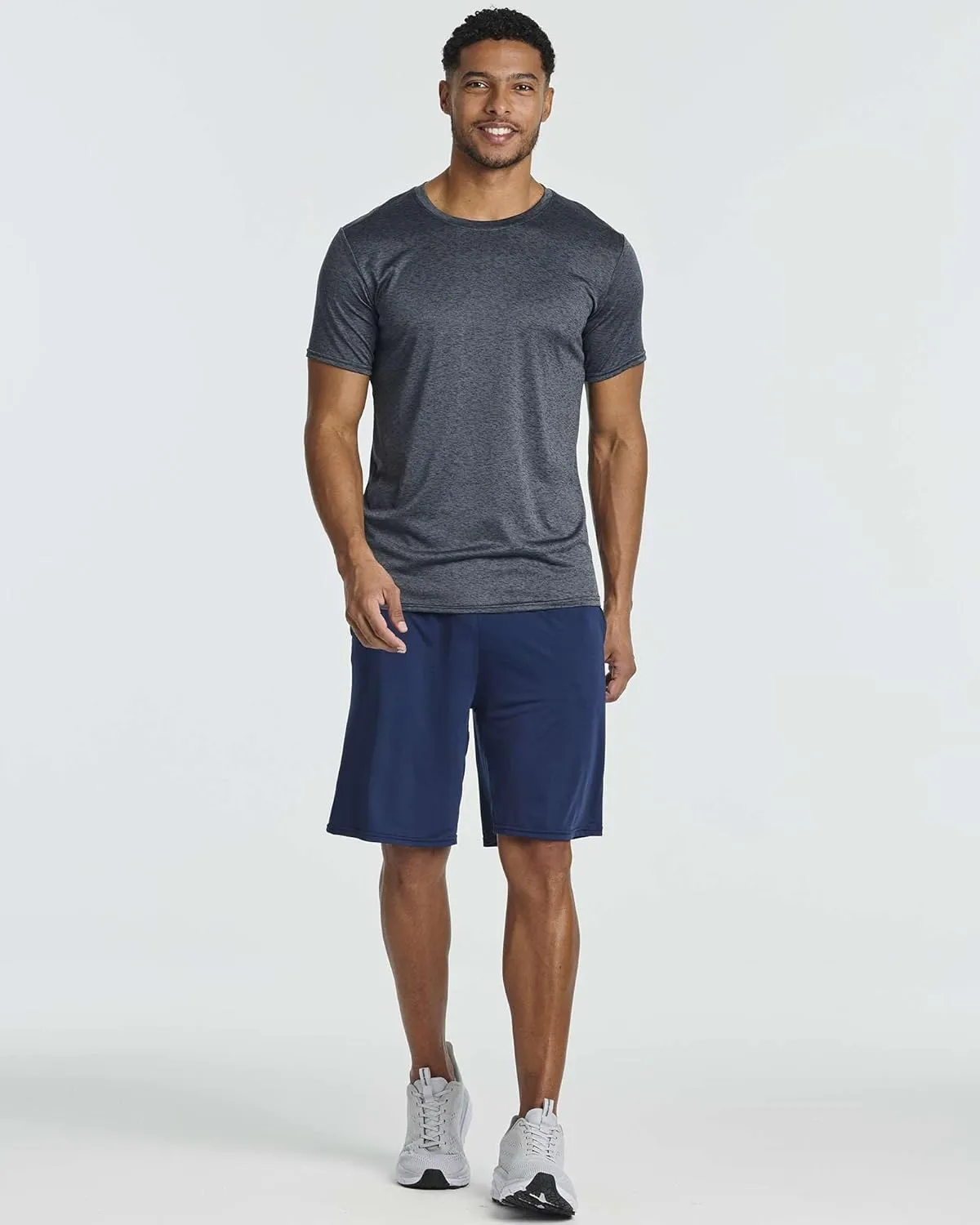 Real Essentials 5 Pack: Men??s Short Sleeve Dry Fit Active Crew Neck T Shirt - Athletic Running Gym Workout Tee Tops