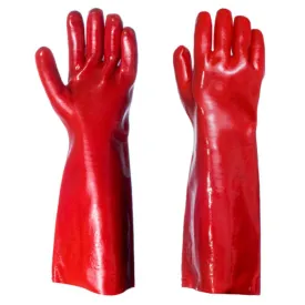 Red PVC Coated Long Arm Heavy Duty Chemical 14" Gauntlet